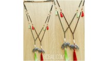 bronze caps silver elephant tassels beads necklaces